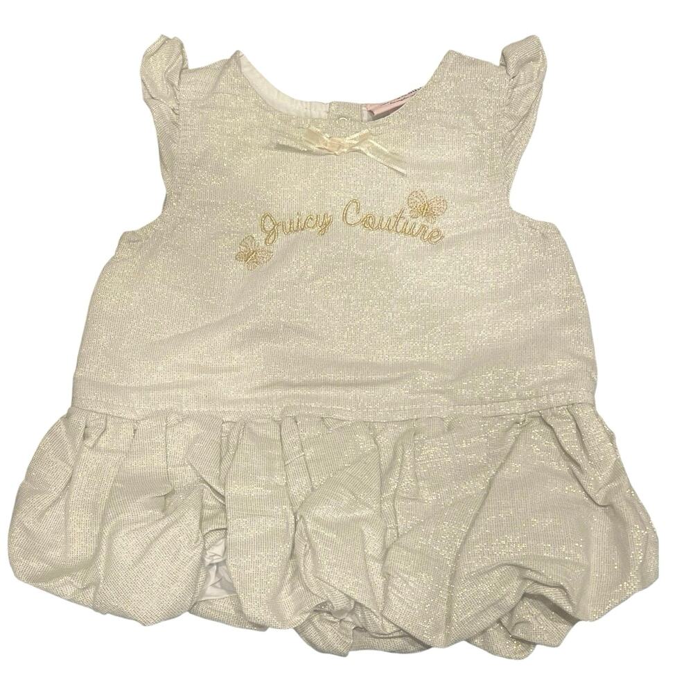 Juicy Couture baby gold dress bubble hem gold embroidered logo - Size 24 month‎